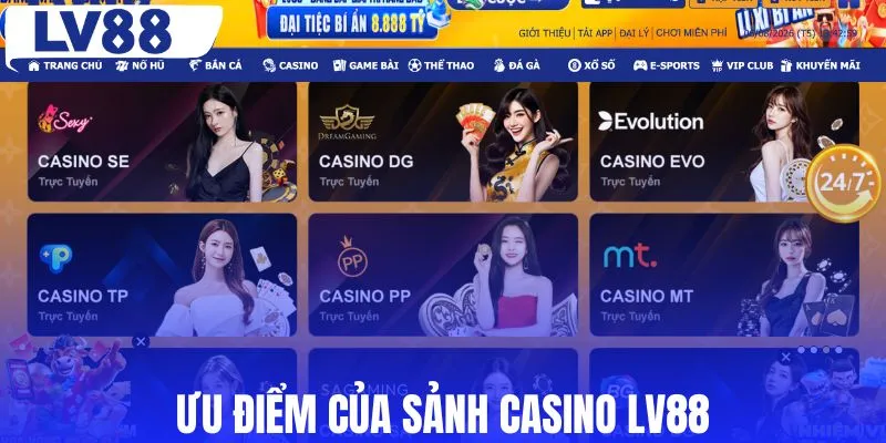 Ưu điểm của sảnh casino LV88